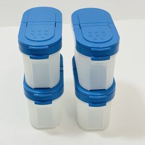 Vintage Tupperware Spice Shaker #1843-28 & 1844-14 Set Of 4 Blue